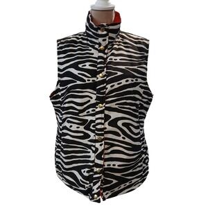 Casual Identity Reversible Puffer Vest Womens XL Zebra Print Red Quilted  New